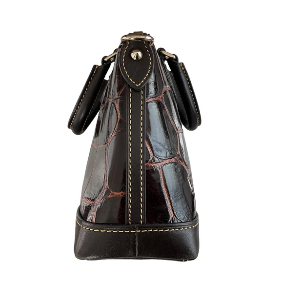 Vintage Dooney Brown Croco Dome Leather Satchel - Picture 4 of 8